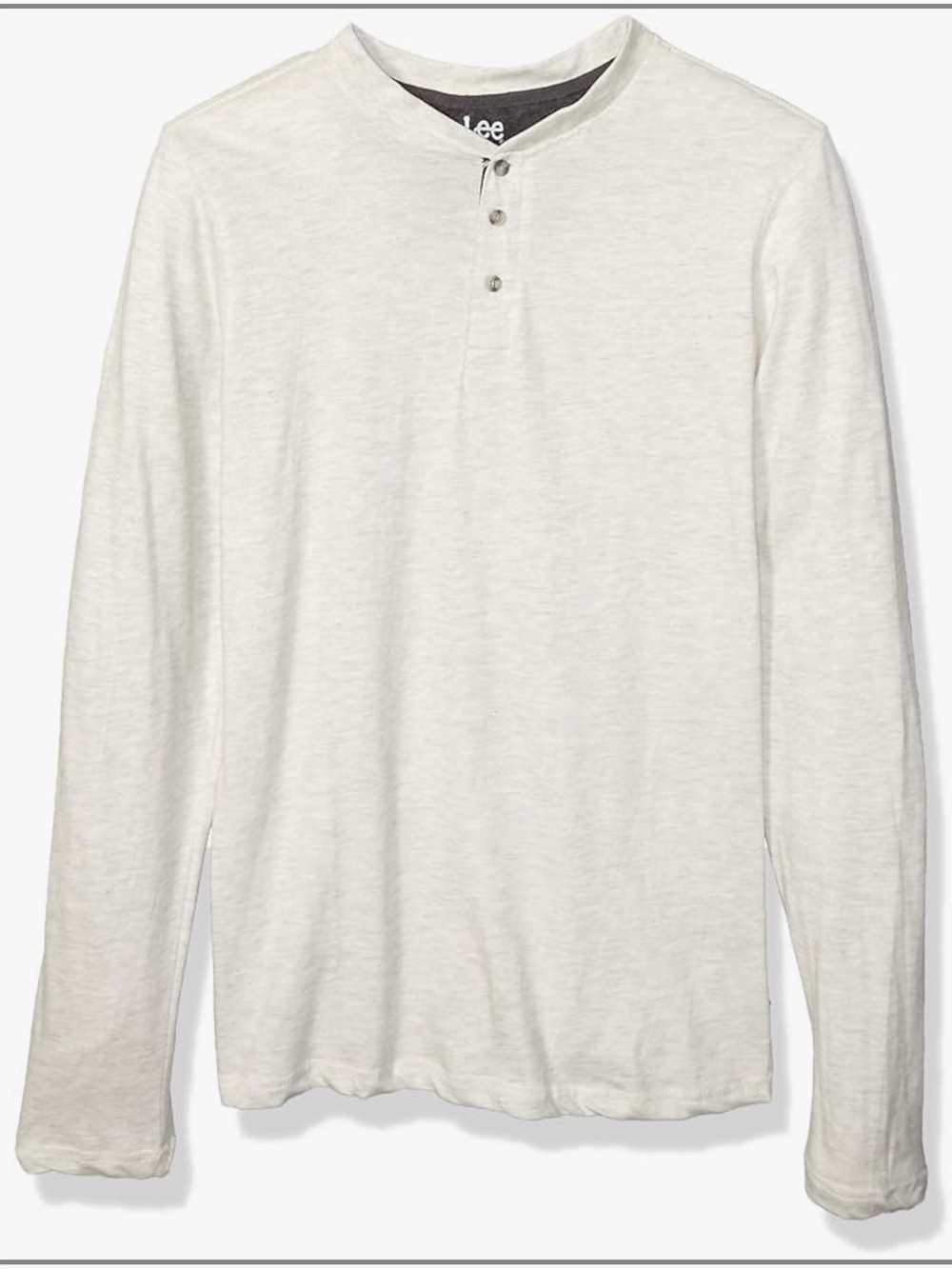 NWT Lee Men’s Long-Sleeve Henley Shirt - Heather White